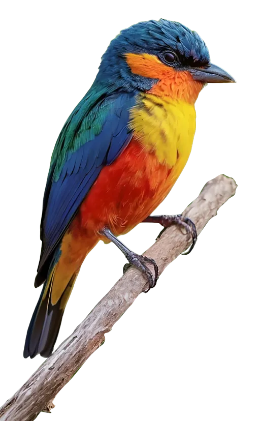 Colorful bird resting on a branch