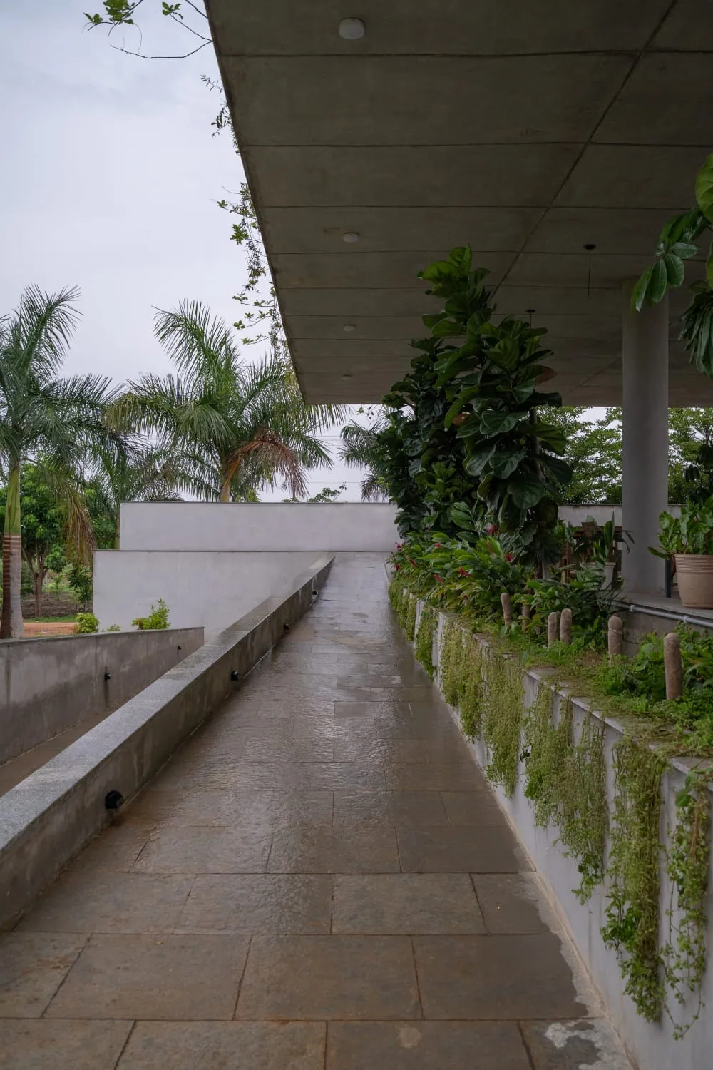 Landscaped accessible walkway at R.House
