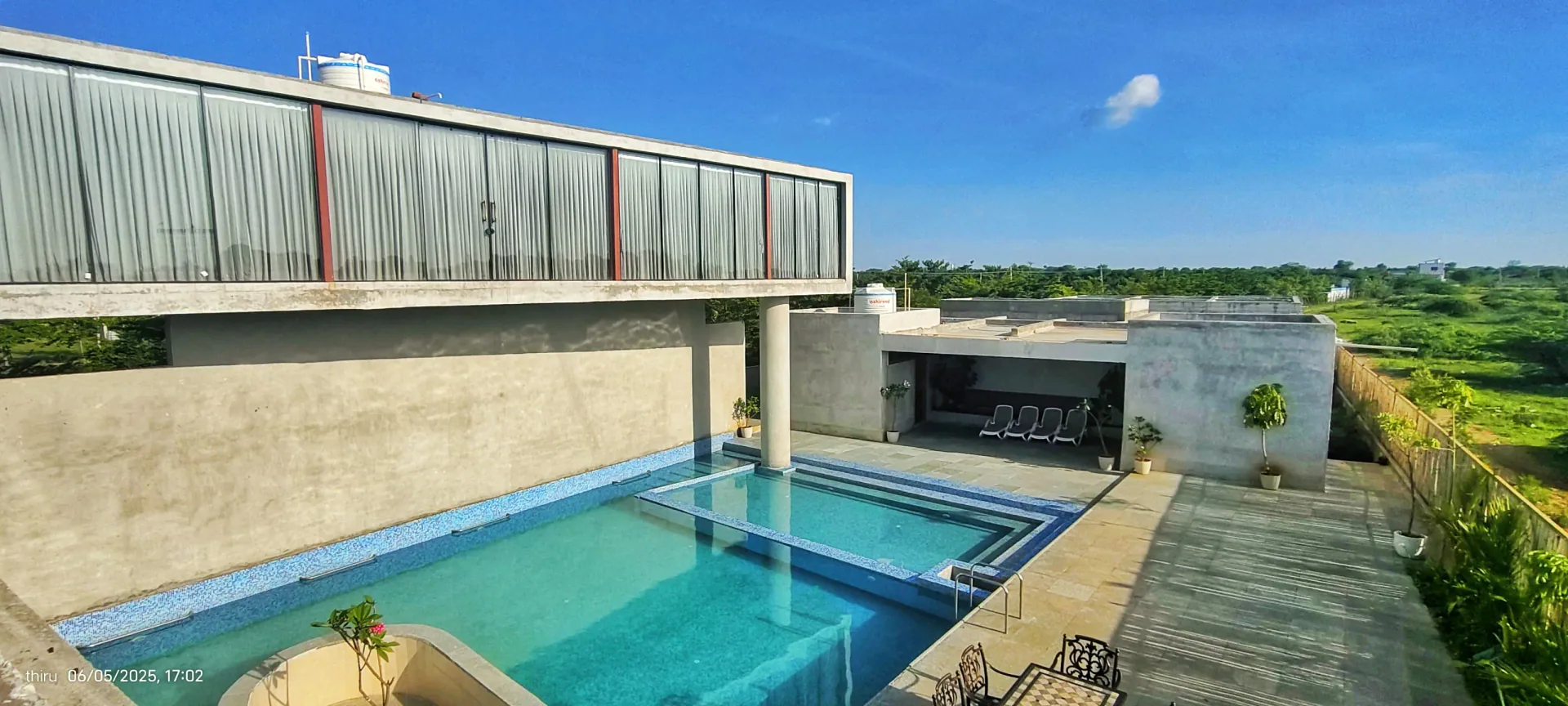 R.House swimming pool and glass room