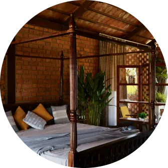Warm hospitality bedroom interior